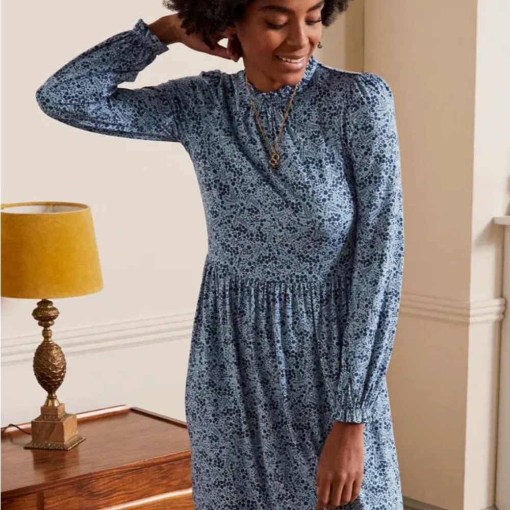 Boden Clara Floral Blue Dress